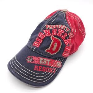 Disneyland Resort Park Hat Distressed Red Blue Strapback Ball Cap Adult One Size